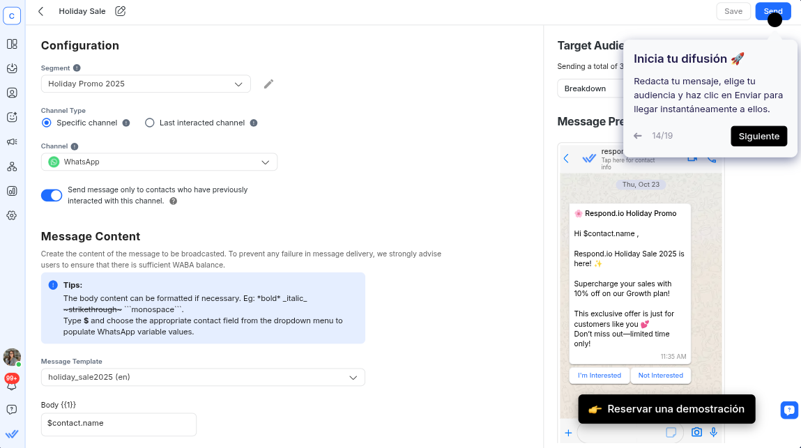 Difusión Respond.io